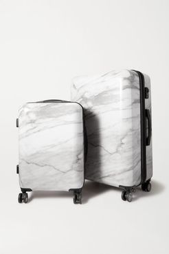 Astyll Set Of Two Marbled Hardshell Suitcases - White