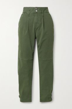 Monika Stretch-cotton Twill Tapered Pants - Army green