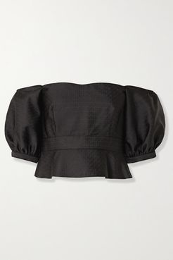 Clemence Off-the-shoulder Silk-jacquard Bustier Top - Black