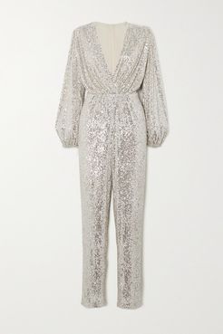 Björk Sequined Tulle Jumpsuit - Silver