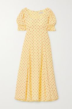 Net Sustain Linnie Floral-print Crepe Midi Dress - Yellow