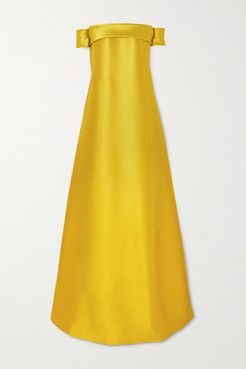 Off-the Shoulder Bow-detailed Mikado Gown - Yellow