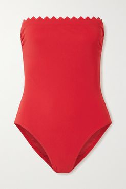 Inés Scalloped Strapless Swimsuit - Red