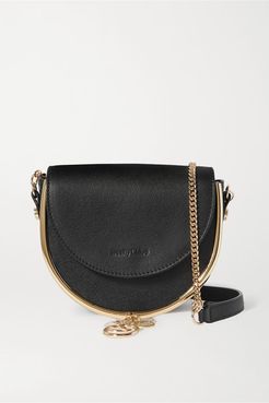 Mara Embellished Textured-leather Shoulder Bag - Black