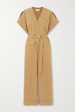 Space For Giants Belted Organic Cotton-blend Twill Jumpsuit - Camel