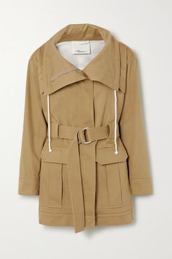 Space For Giants Belted Organic Cotton-twill Jacket - Taupe
