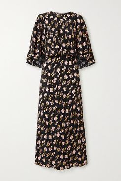 Convertible Floral-print Silk Maxi Dress - Black