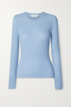 Ribbed Cashmere Sweater - Light blue