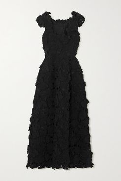 Luciano Appliquéd Woven Gown - Black