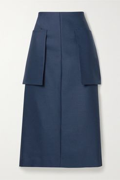 Jenna Wool-blend Midi Skirt - Navy
