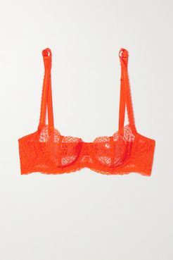 Allegra Stretch-lace Underwired Balconette Bra - Orange