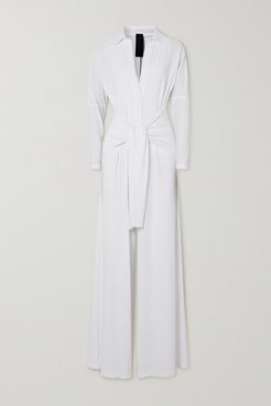 Tie-front Stretch-jersey Jumpsuit - White