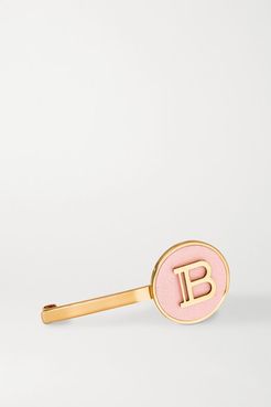 Gold-plated And Leather Hair Slide