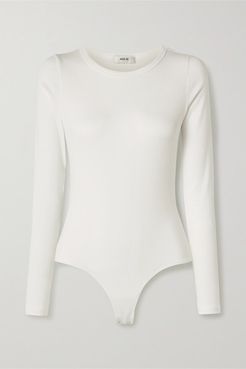 Leila Ribbed Stretch-micro Modal And Supima Cotton-blend Bodysuit - White