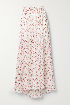 Hera Printed Chiffon Maxi Skirt - White