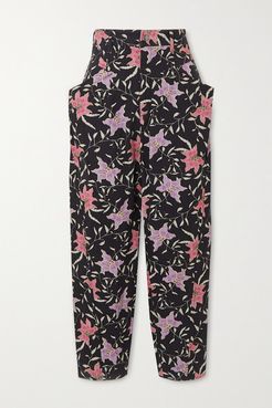 Gubaia Cropped High-rise Floral-print Tapered Jeans - Charcoal