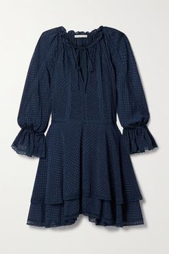 Alice Olivia - Joanne Crochet-trimmed Fil Coupé Chiffon Mini Dress - Navy