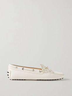 Gommino Textured-leather Loafers - Off-white