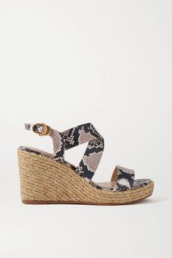 Ellette Snake-effect Leather Espadrille Wedge Sandals - Snake print