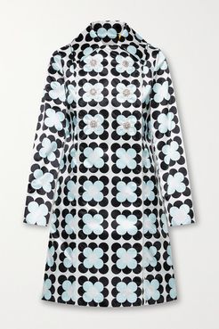 8 Richard Quinn Shirley Embellished Floral-print Shell Coat - Light blue