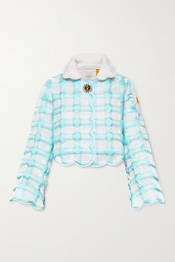 8 Richard Quinn Elke Cropped Checked Quilted Shell Down Jacket - Sky blue