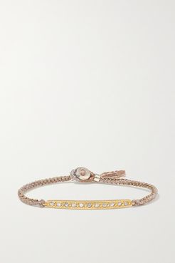 14-karat Gold, Sterling Silver, Silk And Diamond Bracelet