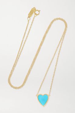Mini Heart 18-karat Gold Turquoise Necklace