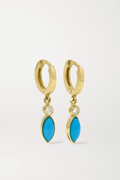 18-karat Gold, Turquoise And Diamond Earrings