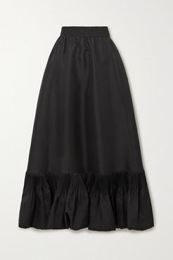 Ruffled Silk-taffeta Maxi Skirt - Black