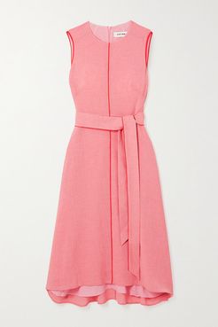 Belted Voile Midi Dress - Pink