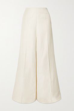 Walli Cotton-blend Twill Wide-leg Pants - Cream