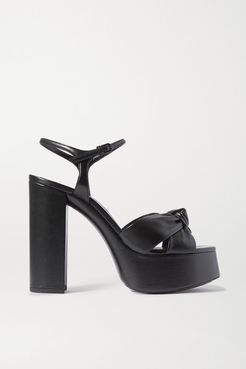 Bianca Knotted Leather Platform Sandals - Black