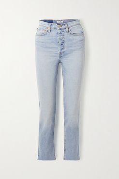 Caro Daur Cropped Frayed High-rise Slim-leg Jeans - Light denim