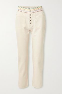 Blanca Miró Stove Pipe Embroidered High-rise Straight-leg Jeans - Off-white
