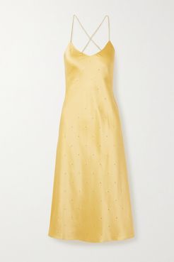 Open-back Crystal-embellished Silk-satin Midi Dress - Marigold