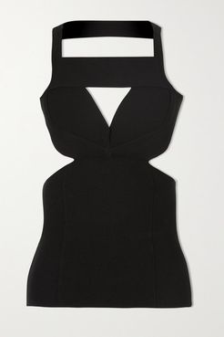 Open-back Stretch-knit Top - Black