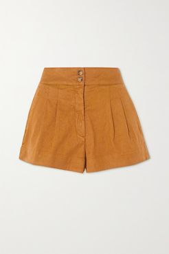 Nessa Stretch-linen And Cotton-blend Shorts - Tan