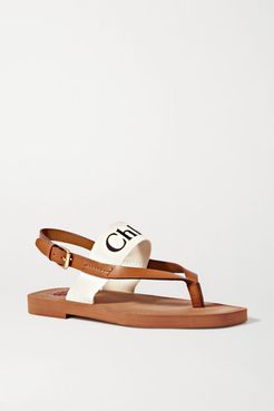 Logo-print Canvas And Leather Sandals - White