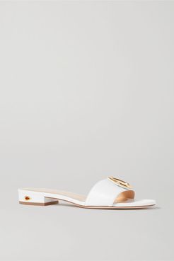 Andrea Embellished Leather Sandals - White