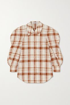 Julia Oversized Checked Cotton And Linen-blend Shirt - Ivory