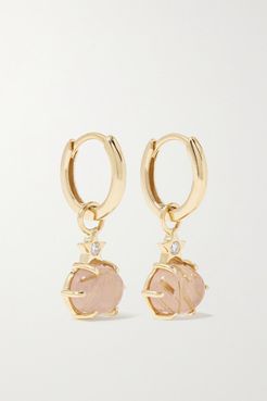 Mini Cosmo 14-karat Gold, Quartz And Diamond Earrings