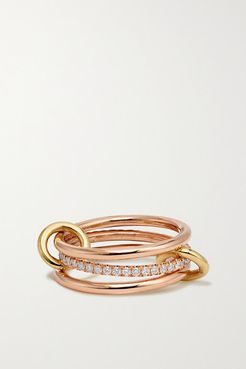 Sonny Set Of Three 18-karat Yellow And Rose Gold And Diamond Rings