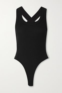 Suki Ribbed Stretch-jersey Thong Bodysuit - Black