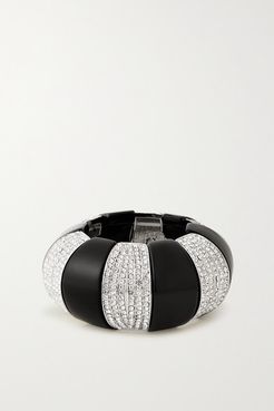 Silver-tone, Enamel And Crystal Bracelet