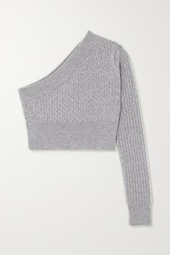 Welling Cropped One-sleeve Cable-knit Cashmere Sweater - Gray