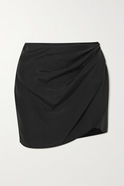 Kobe Draped Silk Crepe De Chine Mini Skirt - Black