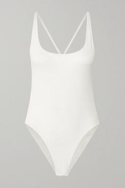 Lille Open-back Ribbed Stretch-cotton Jersey Bodysuit - Off-white