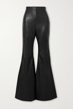 Leather Flared Pants - Black