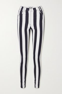 Striped High-rise Skinny Jeans - White