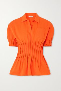 Pintucked Terry Polo Shirt - Orange